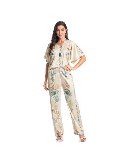 Pijama Feminino Longo Abotoado Em Cetim Alana - Imagem 3 - Desktop