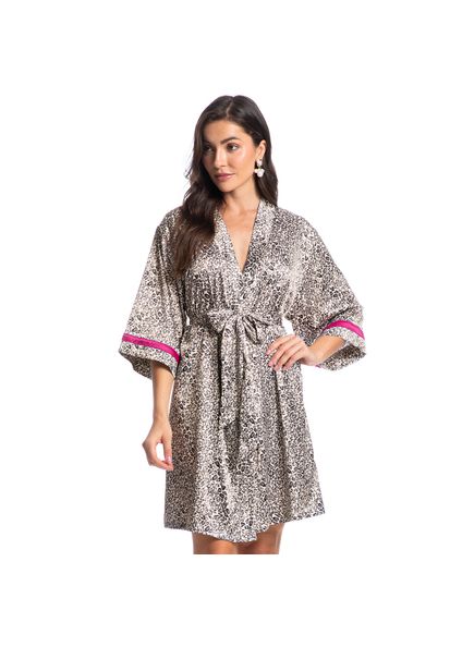 Robe Feminino Curto Luna Onça Rosa - Imagem 1