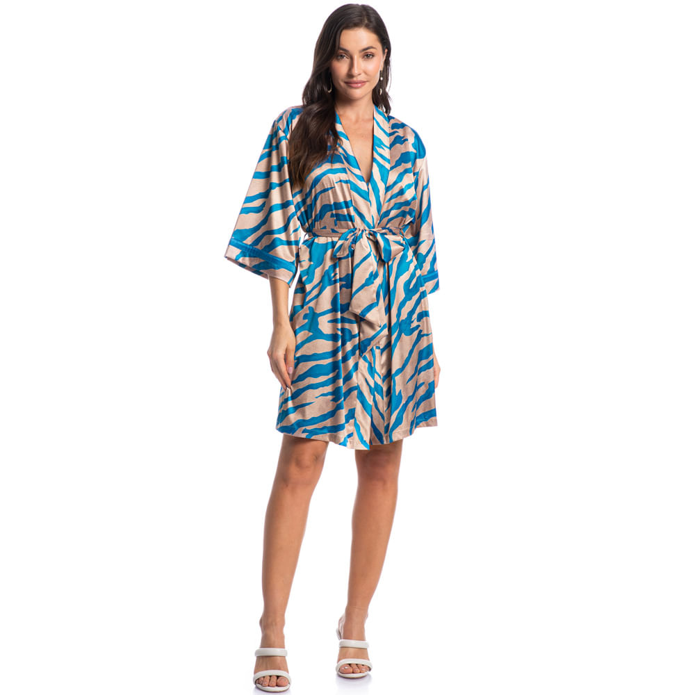 Robe Feminino Curto Luna Zebra - Imagem 3 - Mobile