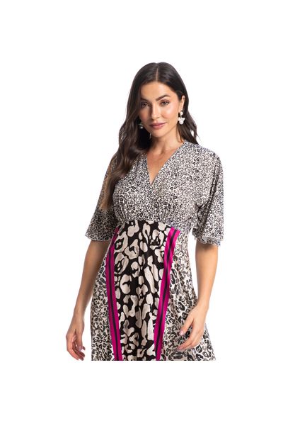 Kaftan Feminino Longo Luna Onça Rosa - Imagem 1