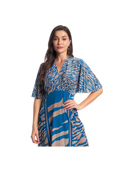 Kaftan Feminino Longo Luna Zebra Azul-2 - Imagem 1
