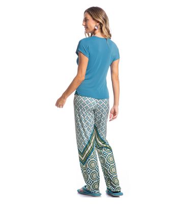 Pijama Feminino Longo Paola Geometrica - Imagem 4 - Mobile