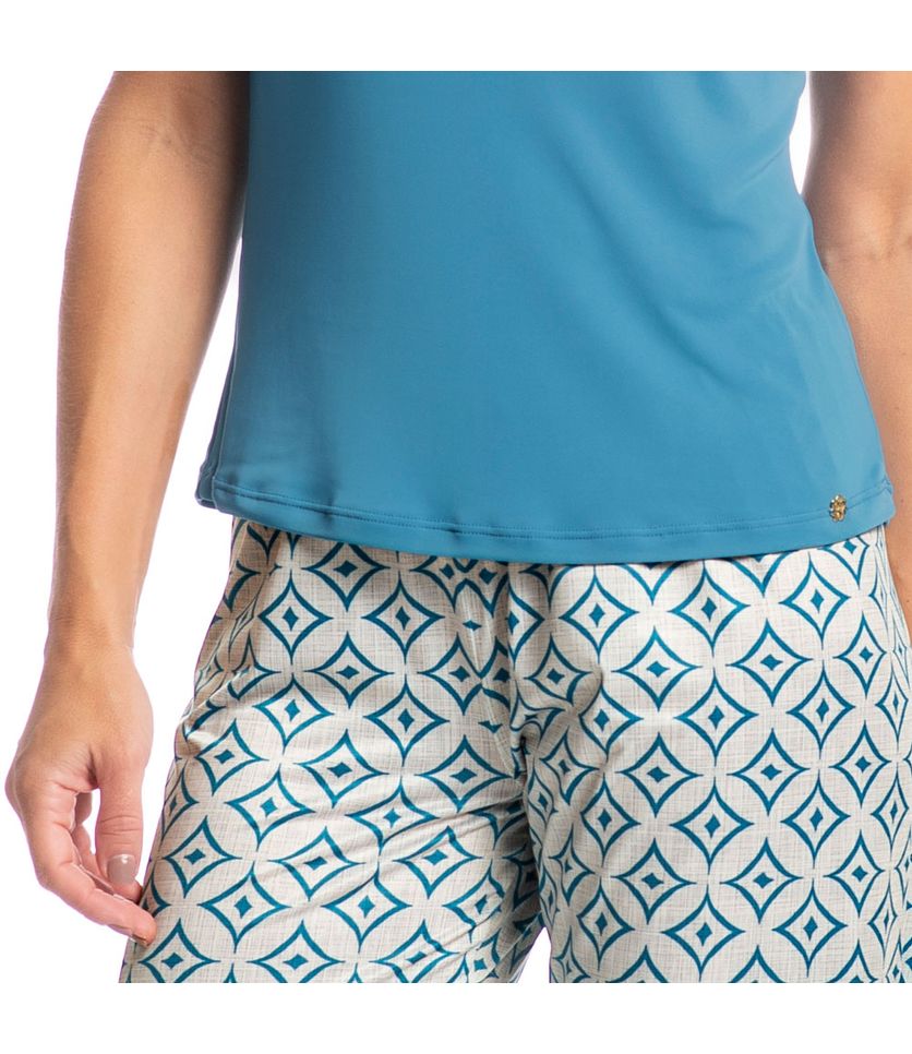 Pijama Feminino Longo Paola Geometrica - Imagem 5 - Desktop