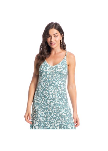 Vestido Midi Estampado Amanda Azul-2 - Imagem 1
