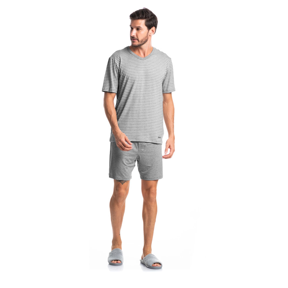 Pijama Masculino Curto Listrado Luiz Tombini - Imagem 3 - Mobile