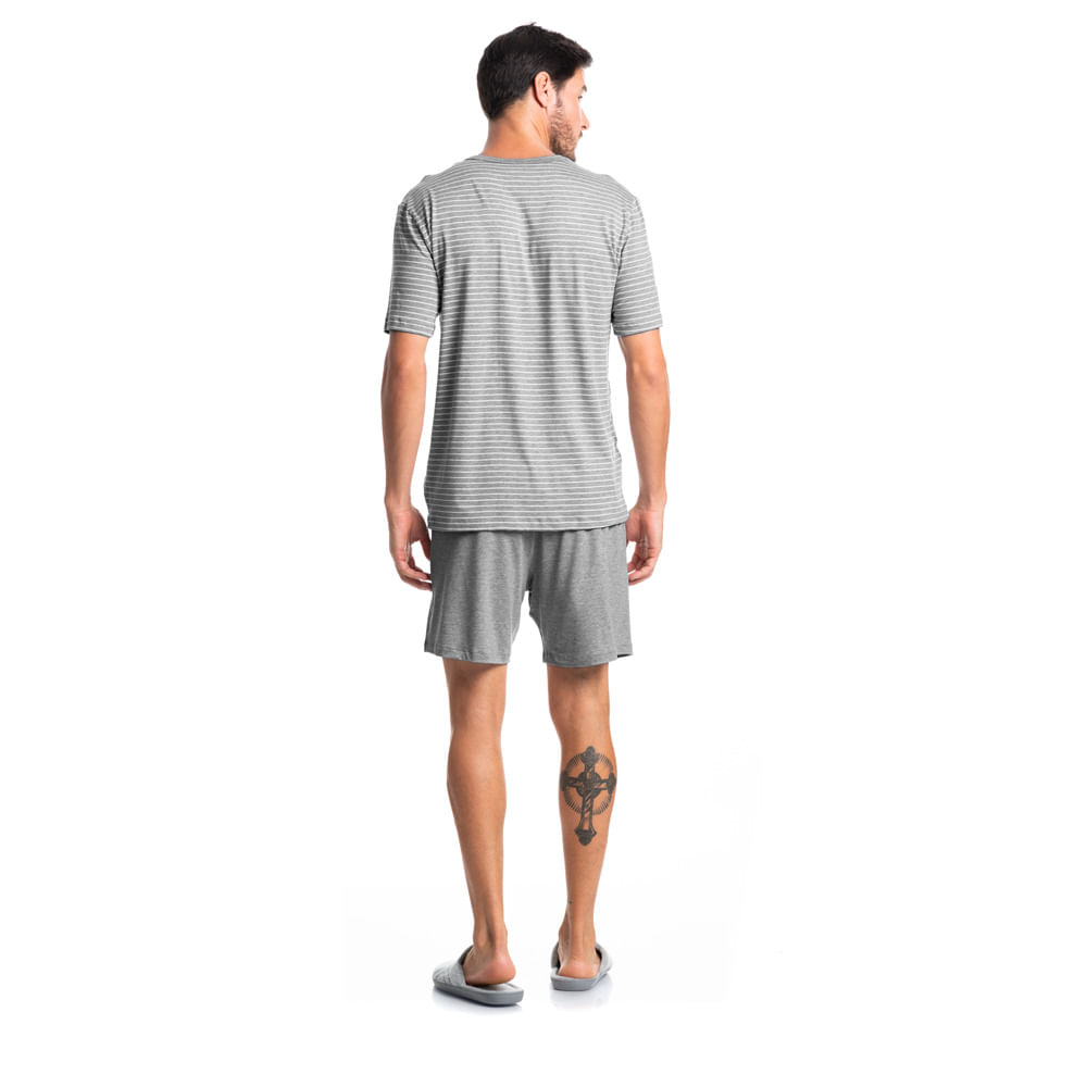 Pijama Masculino Curto Listrado Luiz Tombini - Imagem 4 - Mobile