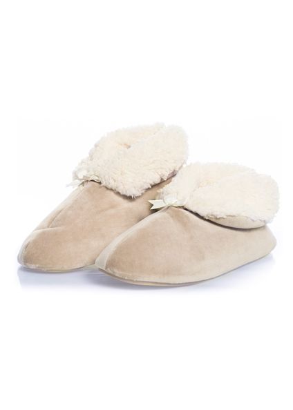 Pantufa Feminina Em Plush Com Pelo Pel Nude - Imagem 1