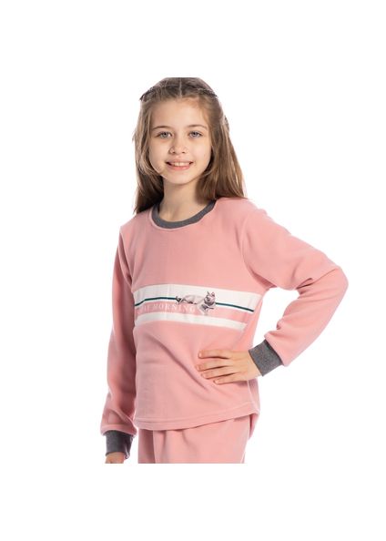 Pijama Cats Soft Longo Infantil Rosa-3 - Imagem 1