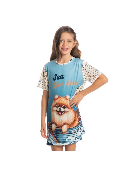Camisão Curto Infantil Nautical Azul-marinho - Imagem 1