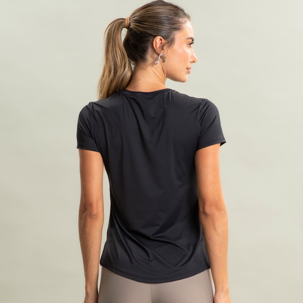 Camiseta Feminina Com Abertura Lateral Racket Vivame Preto - Imagem 2