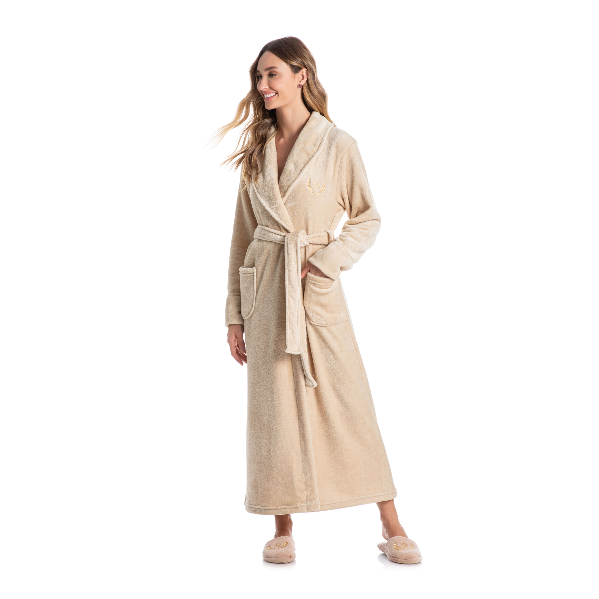 Robe Em Fleece Longo Pétala - Imagem 3 - Mobile