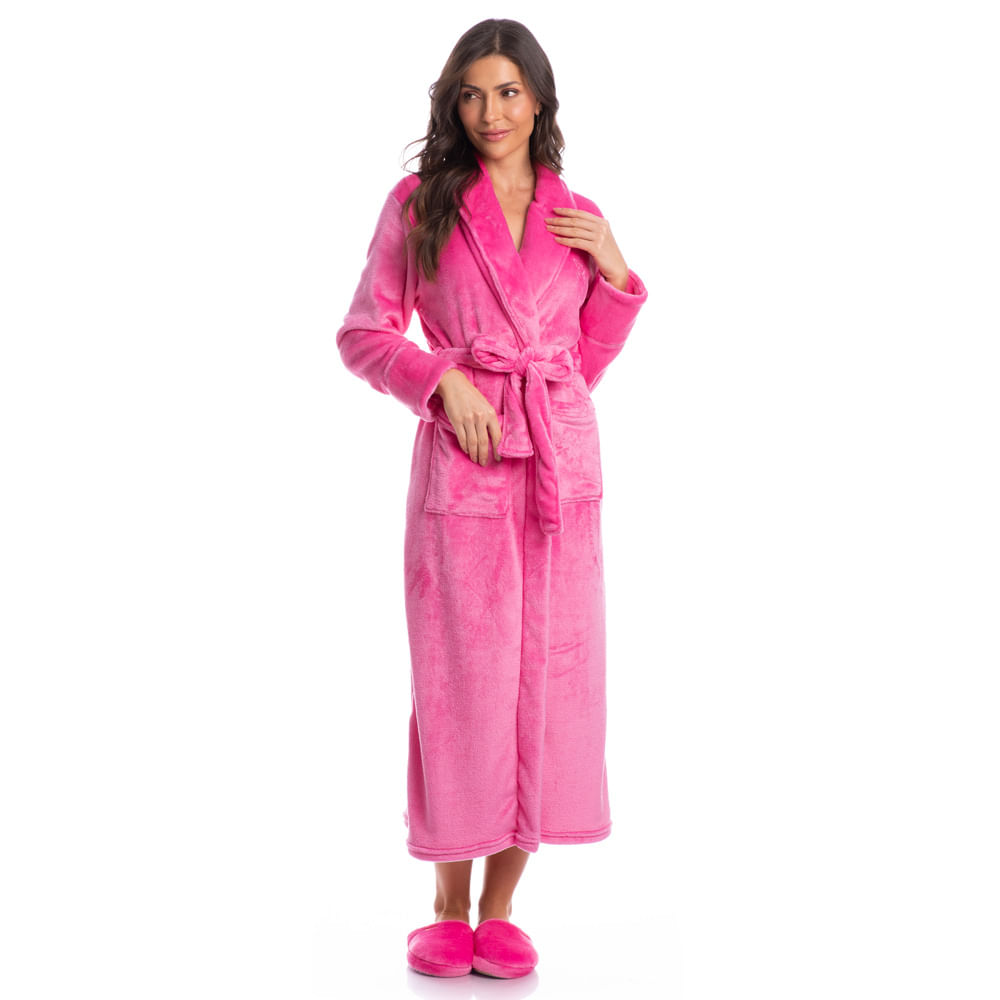 Robe Em Fleece Longo Pétala - Imagem 3 - Mobile
