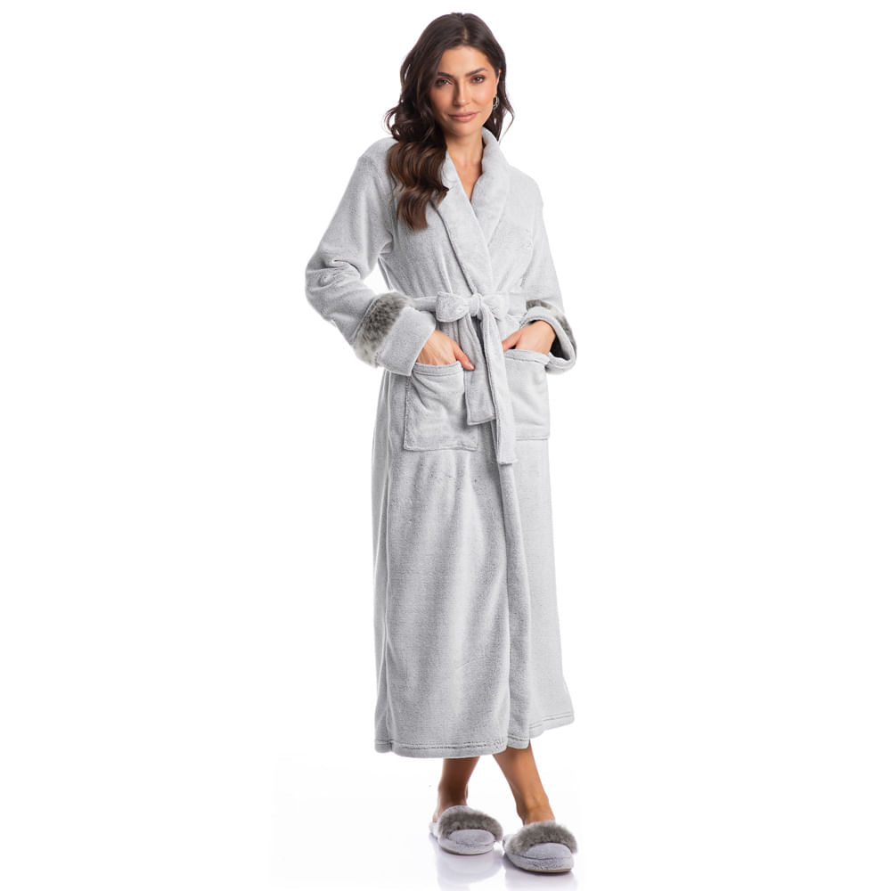 Robe Feminino Longo Com Pelo Gianne - Imagem 3 - Mobile