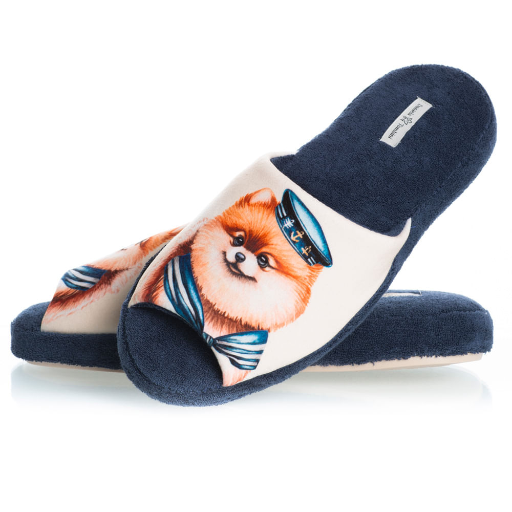 Chinelo Em Atoalhado Nautical Azul-marinho - Imagem 1