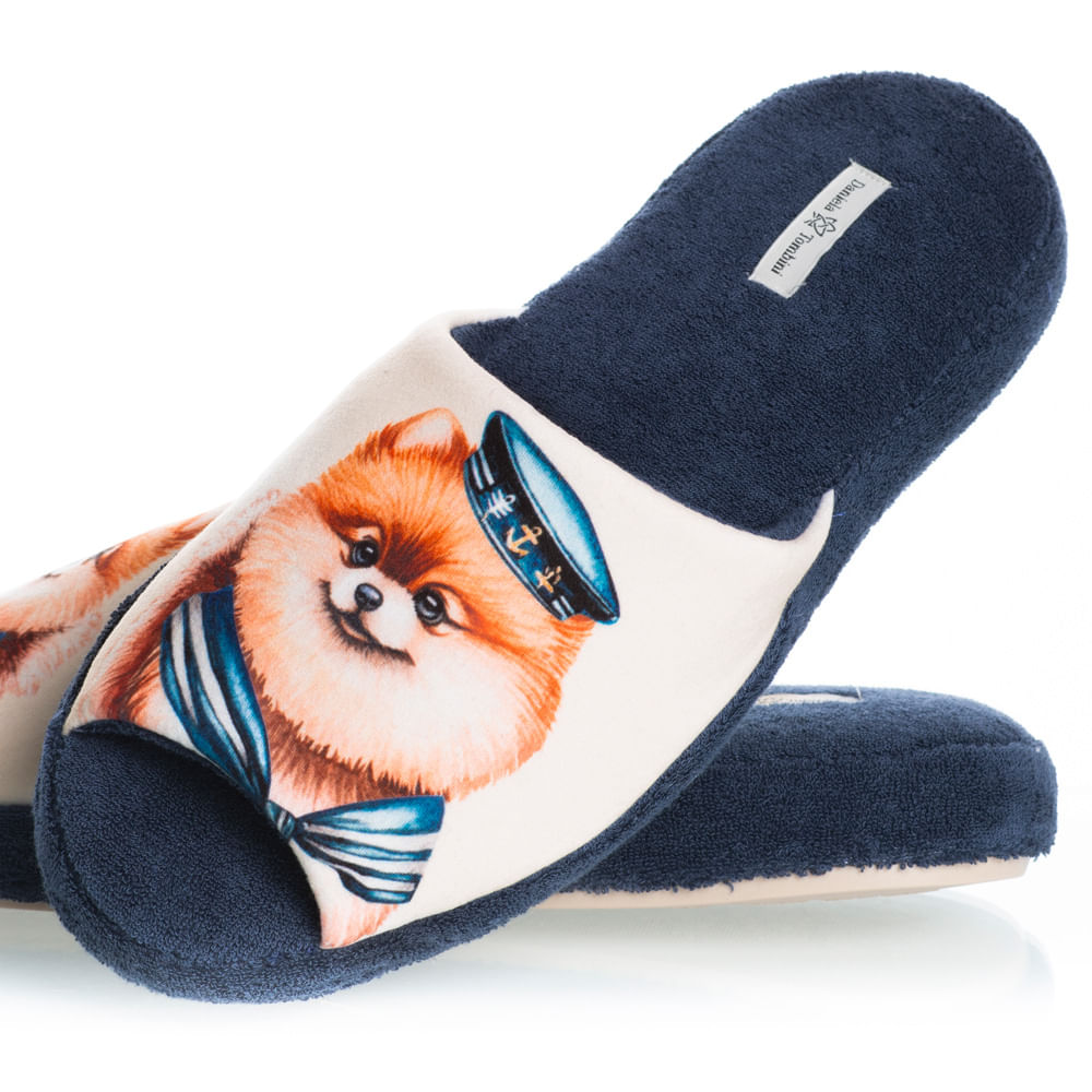 Chinelo Em Atoalhado Nautical Azul-marinho - Imagem 2