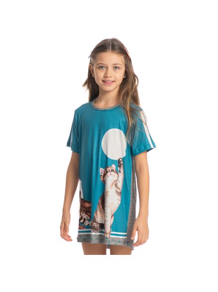 Camisao-Infantil-Curto-Cats