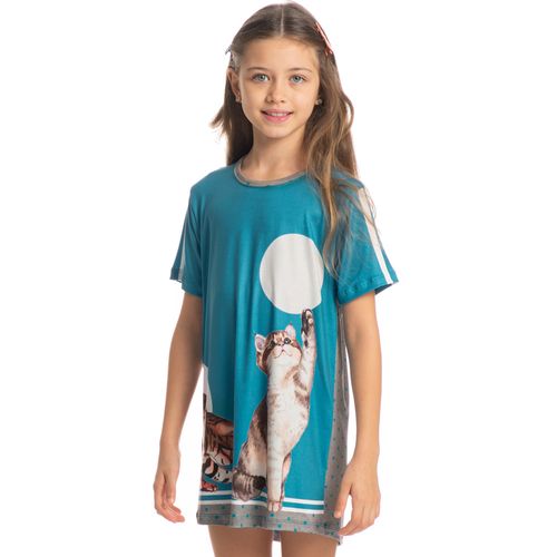 Camisao-Infantil-Curto-Cats