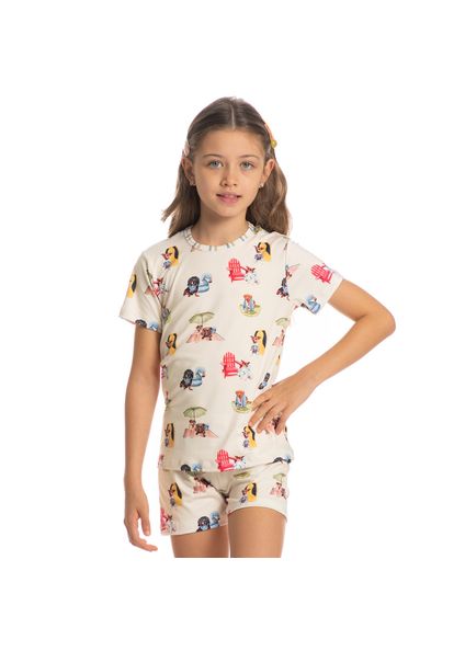 Pijama Unissex Infantil Curto Vira Latas Verde - Imagem 1