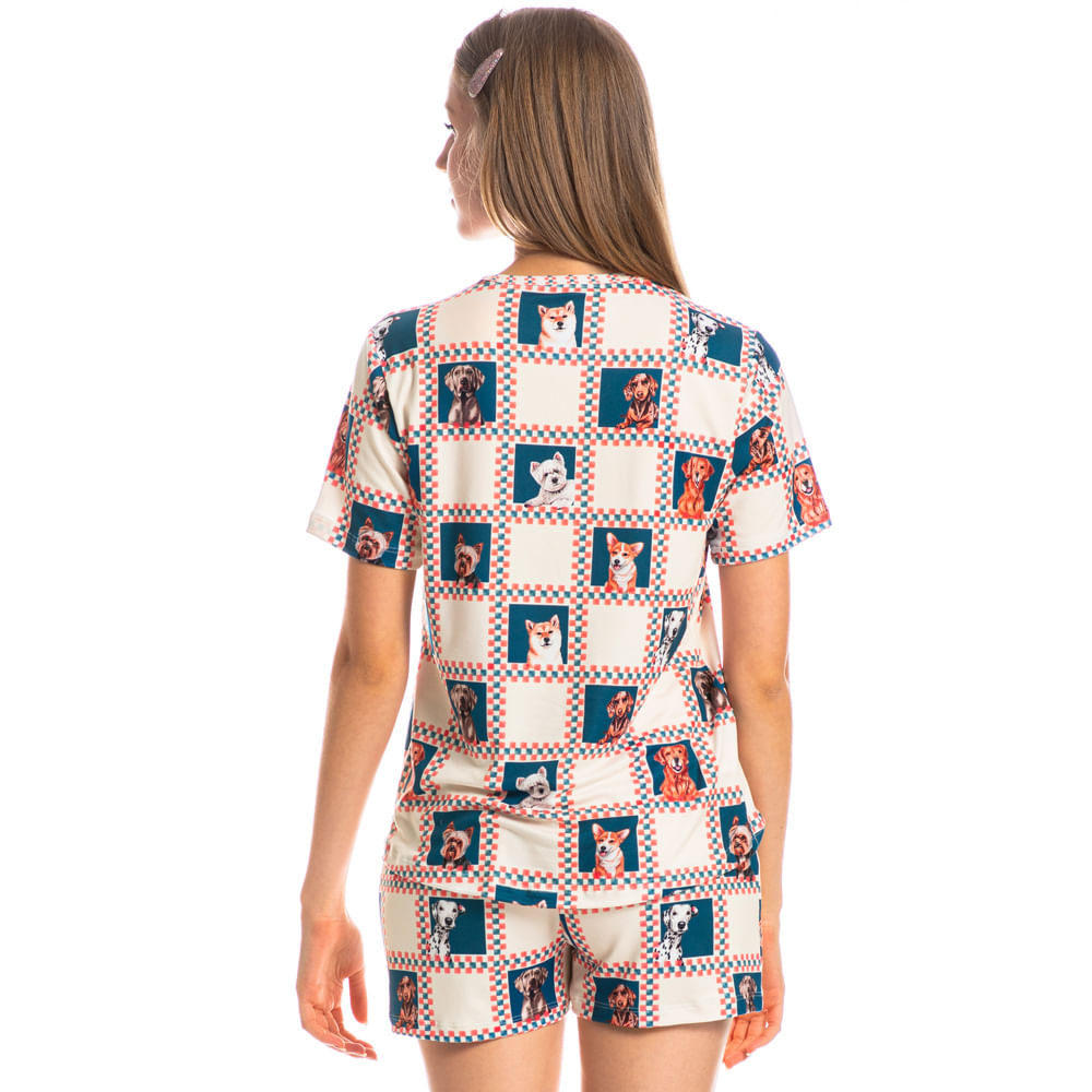 Pijama Feminino Curto Fun Azul-marinho - Imagem 2