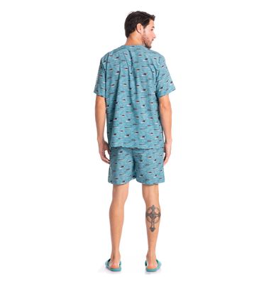 Pijama Masculino Curto Abotoado Lorenzo Tombini - Imagem 4 - Mobile