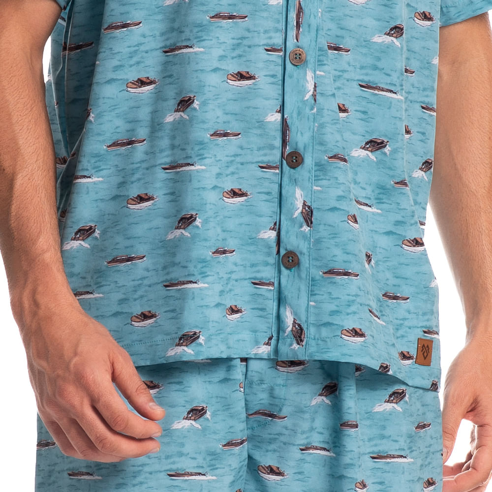 Pijama Masculino Curto Abotoado Lorenzo Tombini - Imagem 5 - Mobile