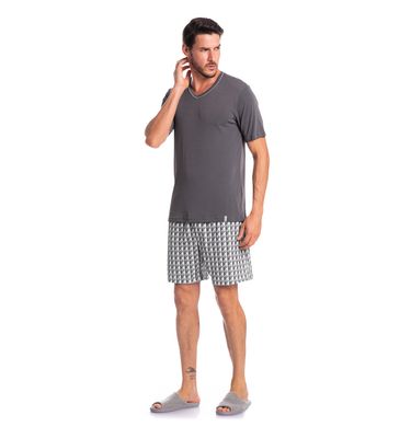 Pijama Masculino Curto Estampado Clóvis Tombini - Imagem 3 - Mobile