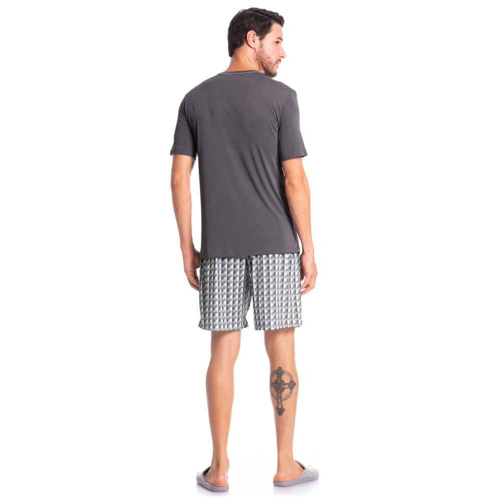 Pijama Masculino Curto Estampado Clóvis Tombini - Imagem 4 - Mobile
