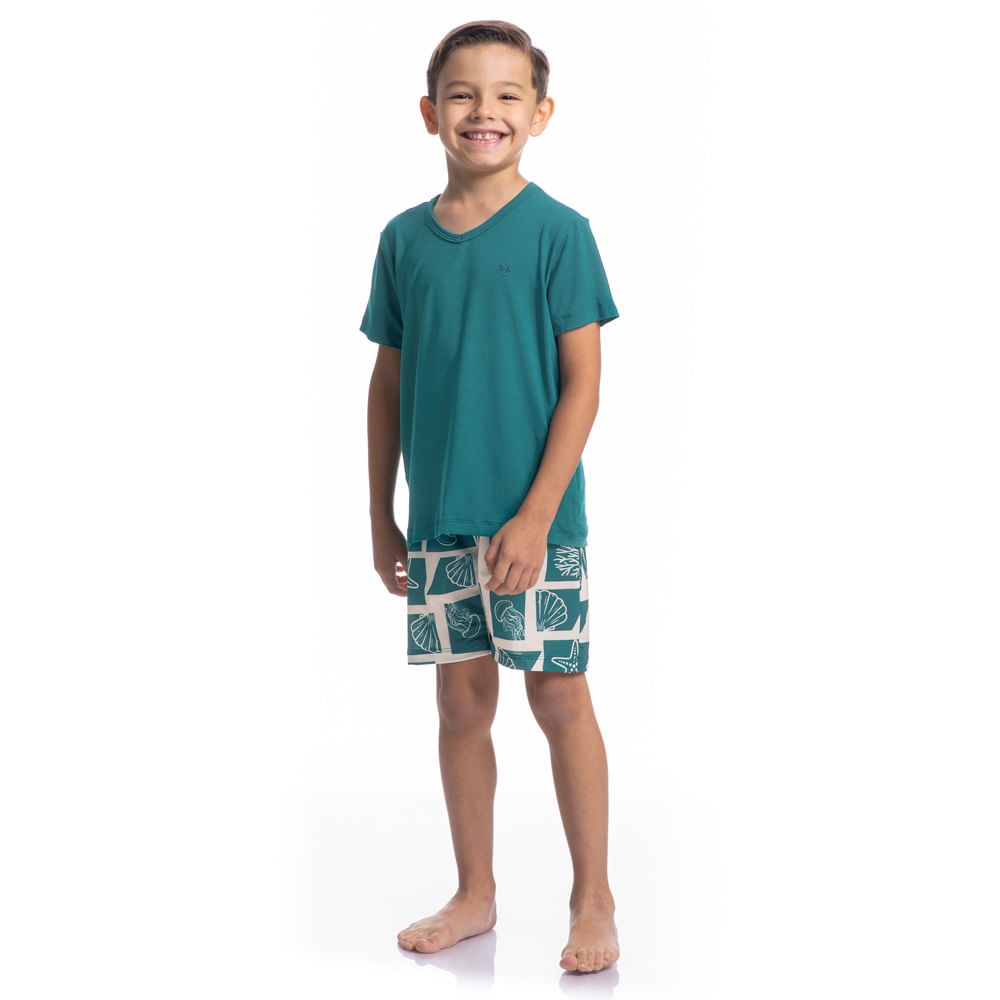Pijama Infantil Masculino Curto Vicente Tombini - Imagem 3 - Mobile