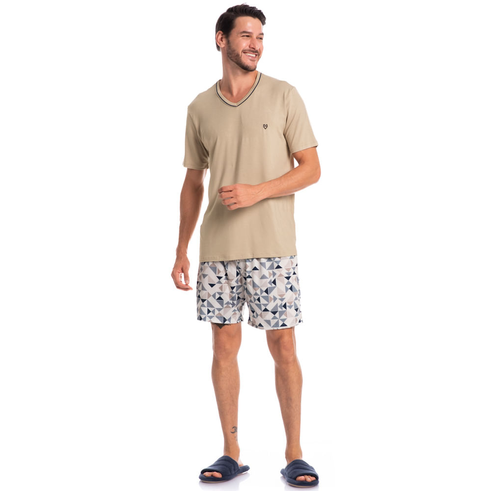 Pijama Masculino Curto Joaquim Geometrico Tombini - Imagem 3 - Mobile