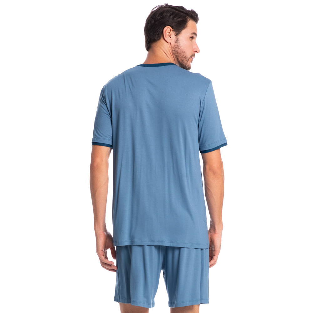 Pijama Masculino Curto Antônio Tombini Azul-2 - Imagem 2