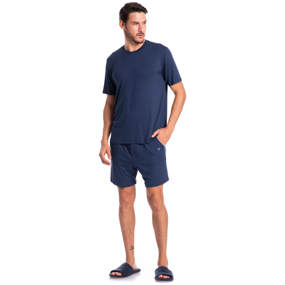Pijama Masculino Curto Com Bolso Lucca Tombini - Imagem 3 - Mobile