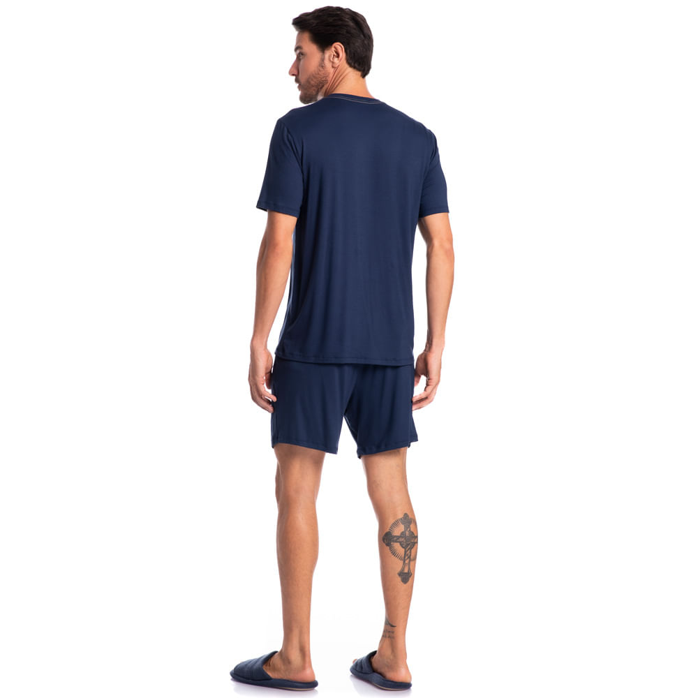 Pijama Masculino Curto Com Bolso Lucca Tombini - Imagem 4 - Mobile