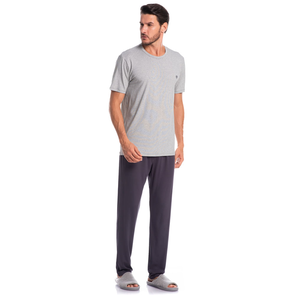 Pijama Masculino Longo Manga Curta Henrique Tombini - Imagem 3 - Mobile