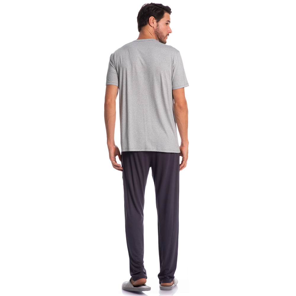 Pijama Masculino Longo Manga Curta Henrique Tombini - Imagem 4 - Mobile