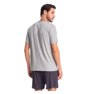 Pijama Masculino Curto Abotoado Henrique Tombini - Imagem 2 - Mobile