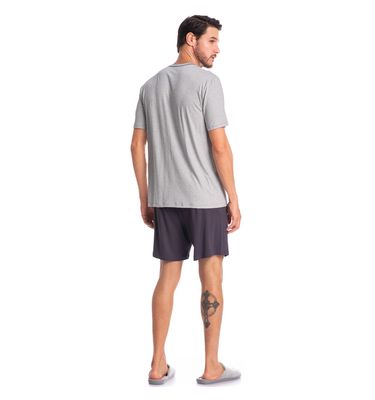 Pijama Masculino Curto Abotoado Henrique Tombini - Imagem 4 - Mobile
