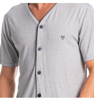 Pijama Masculino Curto Abotoado Henrique Tombini - Imagem 5 - Mobile