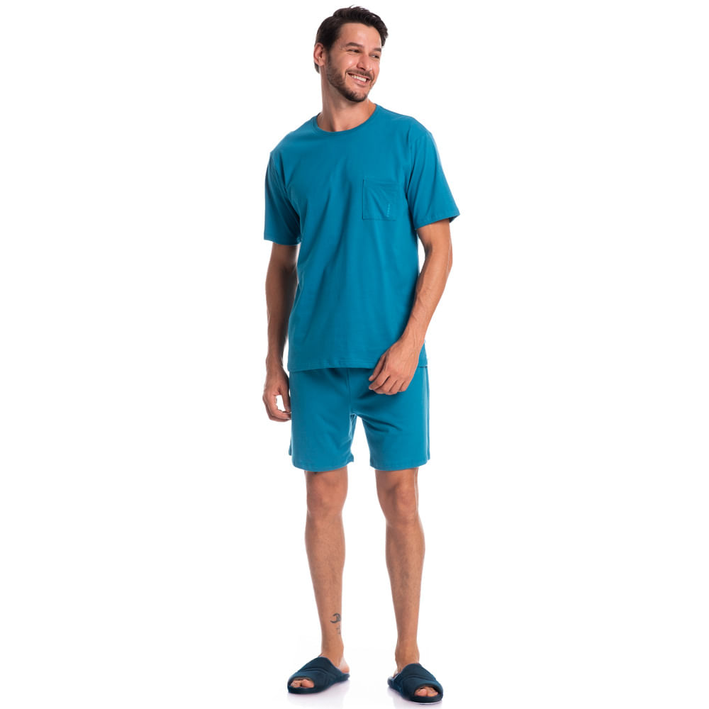 Pijama Masculino Curto Com Bolso Eric Tombini - Imagem 3 - Mobile