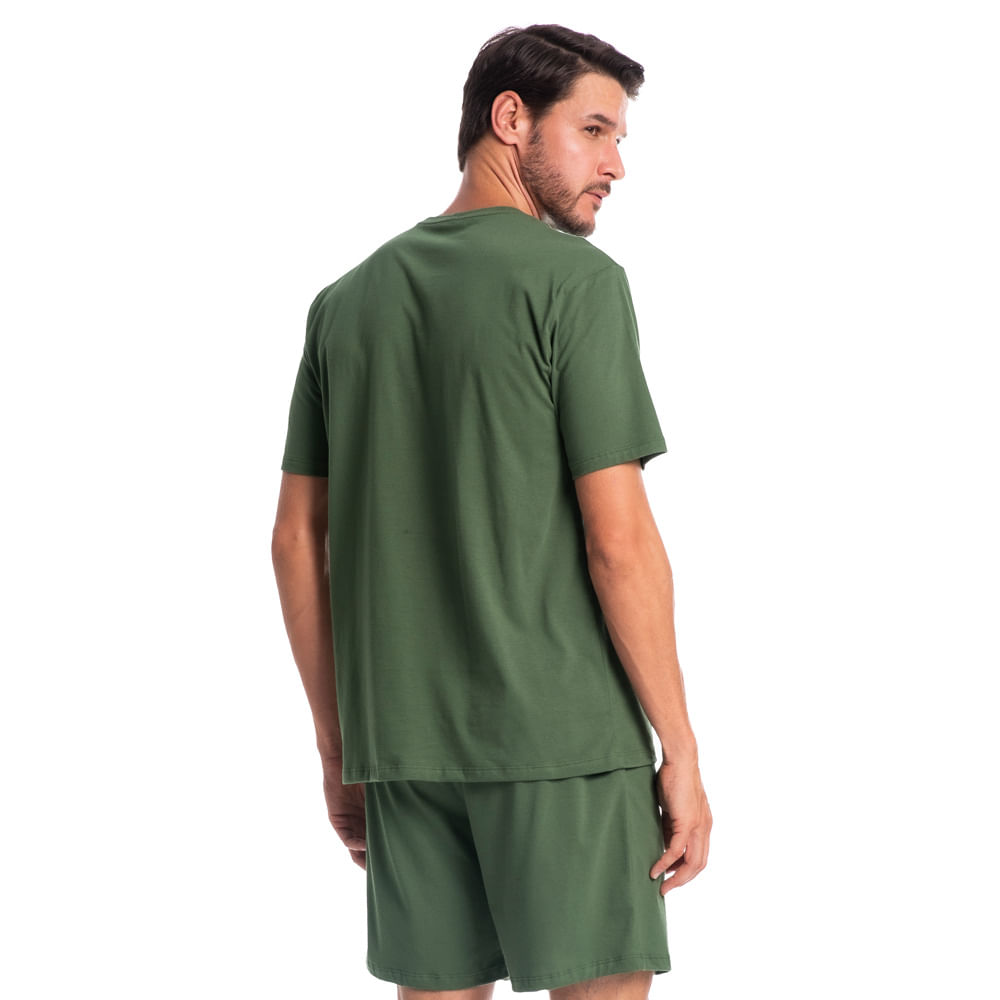 Pijama Masculino Curto Com Bolso Eric Tombini Verde - Imagem 2