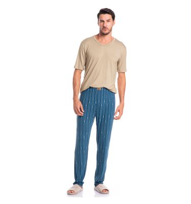 Pijama Masculino Longo Manga Curta Victor - Imagem 3 - Mobile