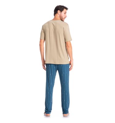 Pijama Masculino Longo Manga Curta Victor - Imagem 4 - Mobile