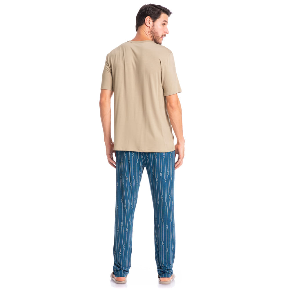 Pijama Masculino Longo Manga Curta Victor - Imagem 4 - Mobile