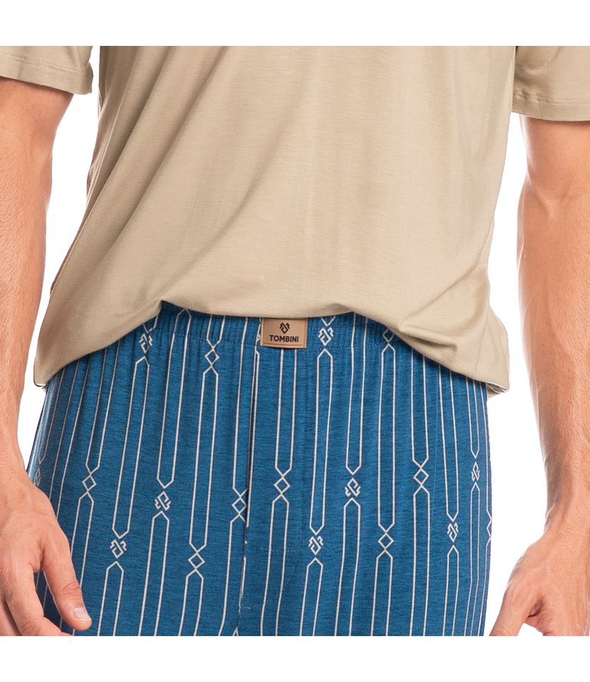 Pijama Masculino Longo Manga Curta Victor - Imagem 5 - Desktop