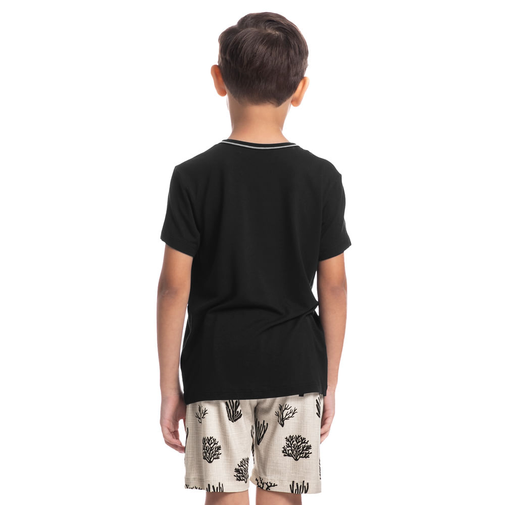 Pijama Infantil Masculino Curto Corais Tombini Preto - Imagem 2