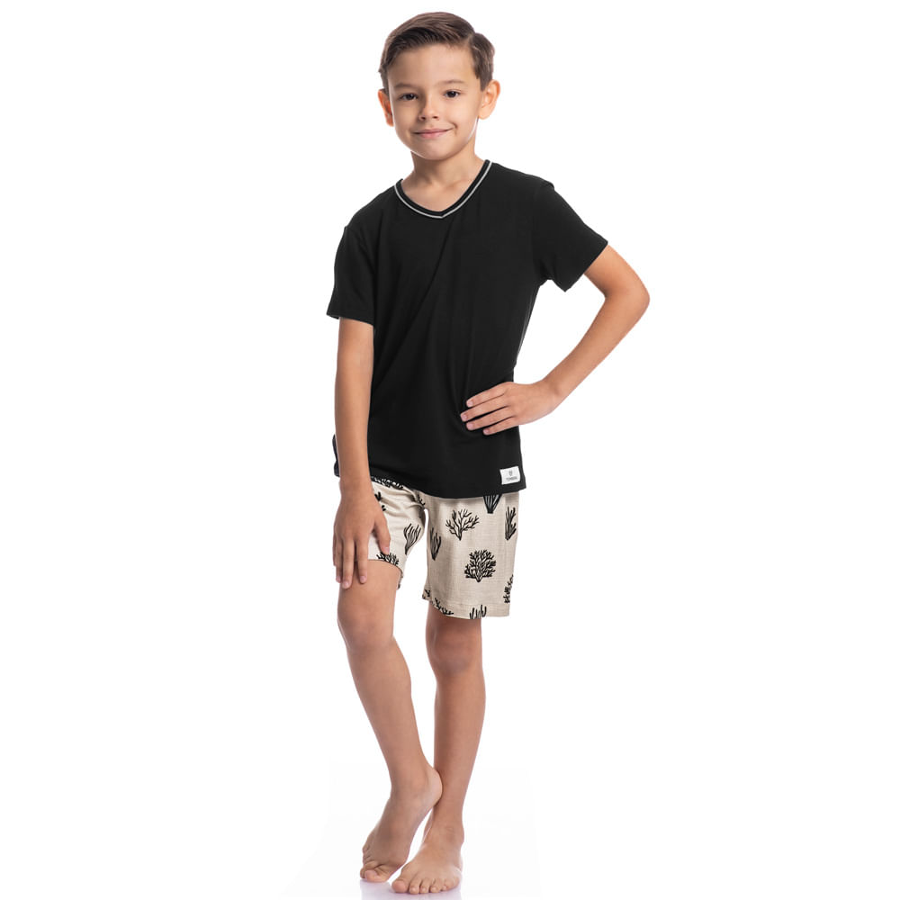Pijama Infantil Masculino Curto Corais Tombini - Imagem 3 - Mobile