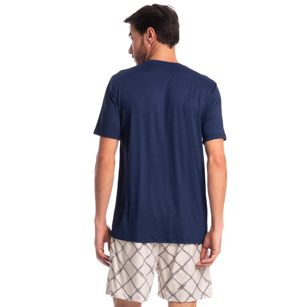 Pijama Masculino Curto Cordas Tombini Branco - Imagem 2