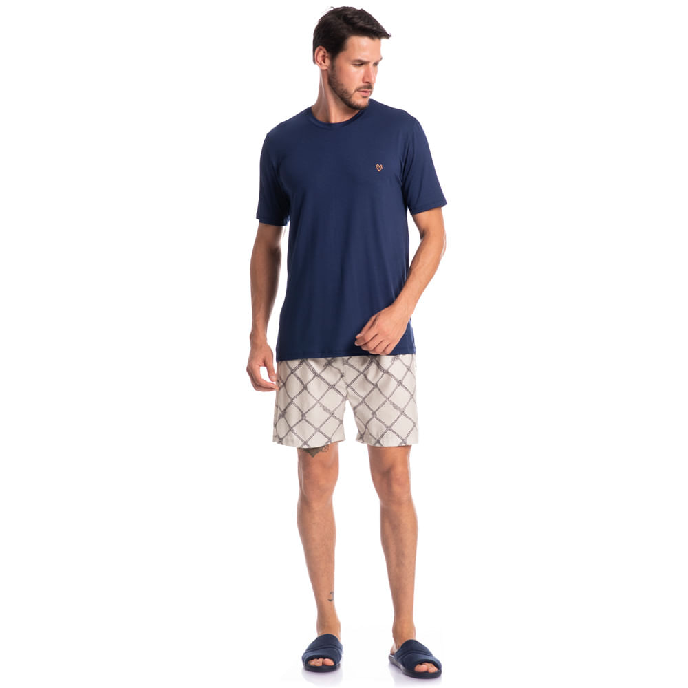 Pijama Masculino Curto Cordas Tombini - Imagem 3 - Mobile