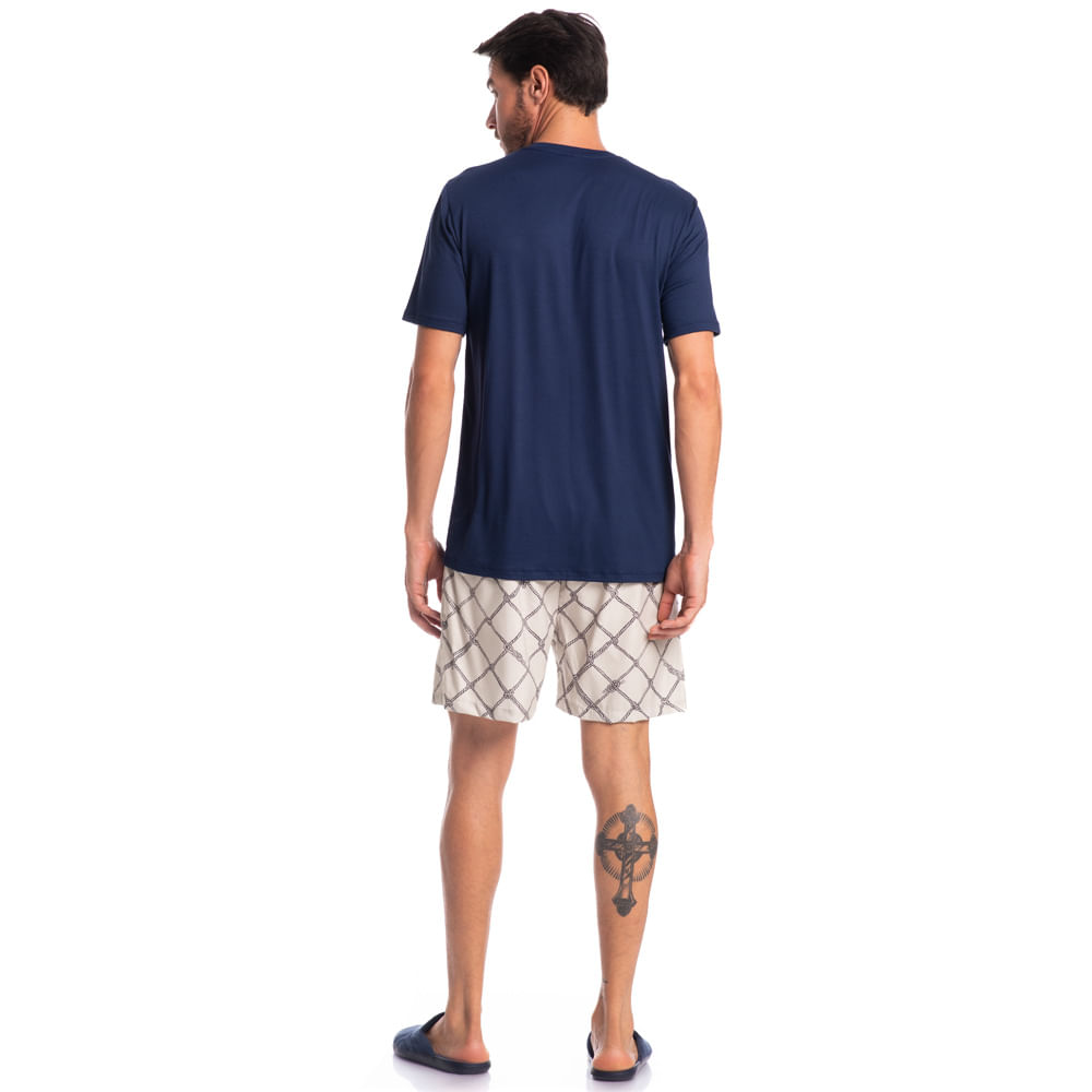 Pijama Masculino Curto Cordas Tombini - Imagem 4 - Mobile