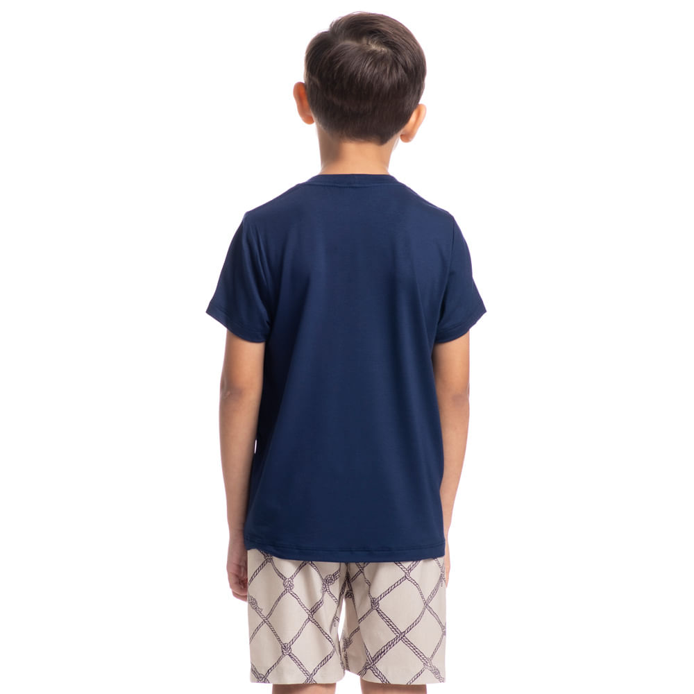 Pijama Infantil Masculino Curto Cordas Tombini Branco - Imagem 2