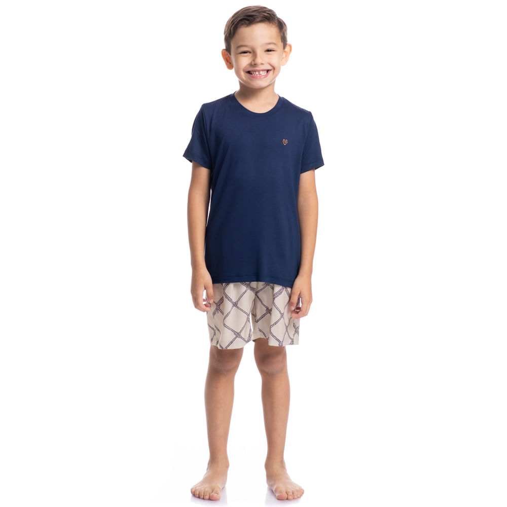 Pijama Infantil Masculino Curto Cordas Tombini - Imagem 3 - Mobile
